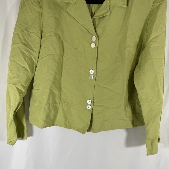 Talbots Linen Blend Jacket Women's 12 Petite Button Up Long Sleeve Lightweight - Picture 3 of 9
